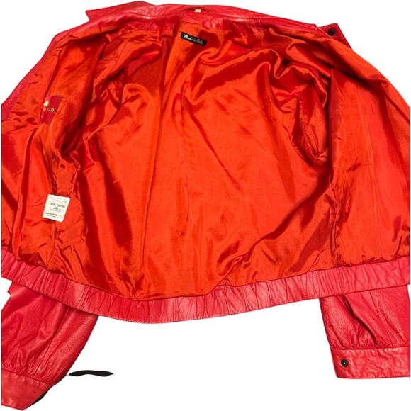 Perfect Vintage Bally of Switzerland Red Supple Leather Bomber jacket Women’s 6 - Picture 8 of 16